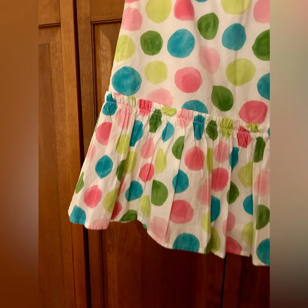 Gymboree Girl’s Cottagecore Sz 12 White Skirt W/ Blue Green Pink Polka Dot Skirt